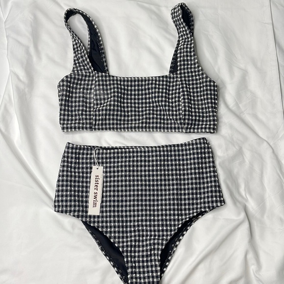 Sister Swim High Waisted Checkered Bikini Set - Picture 1 of 3